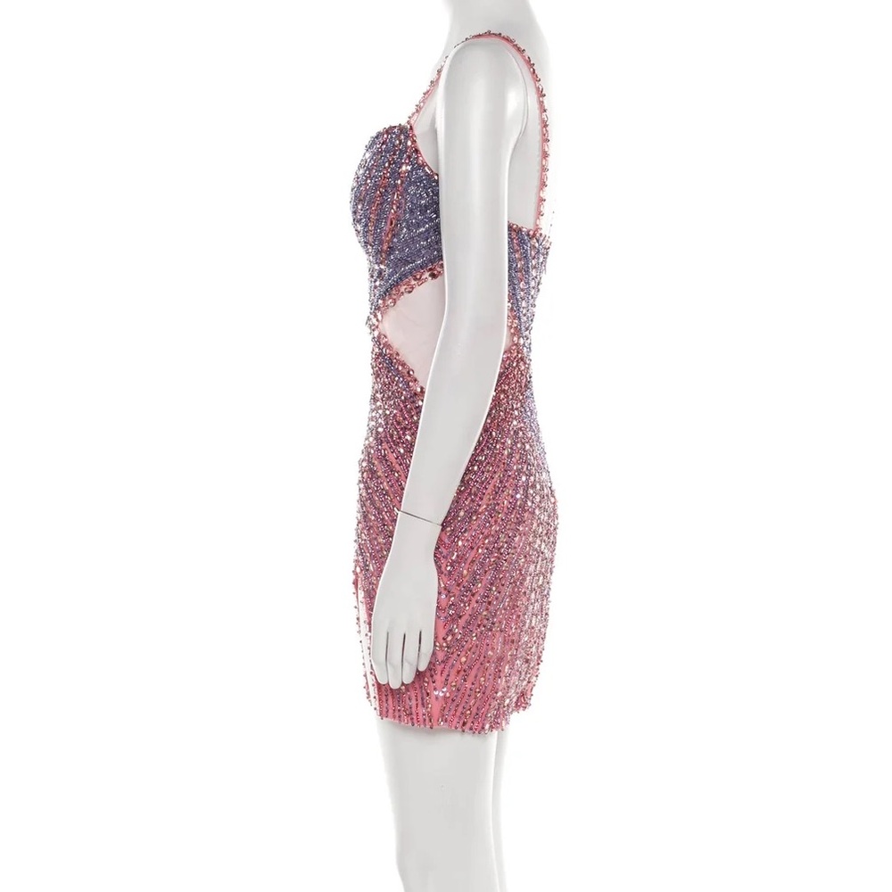 Portia & Scarlett Sheath Dress Elegant Pink and Blue Sequin butterfly Dress - Picture 5 of 6